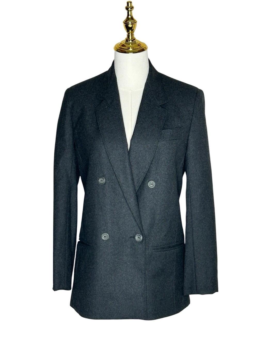 Vintage David Benjamin Dark Academia Double-Breasted Charcoal Wool Blazer Sz 7 - Picture 1 of 9